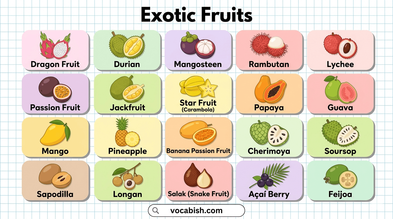Exotic Fruits Name in English with Pictures