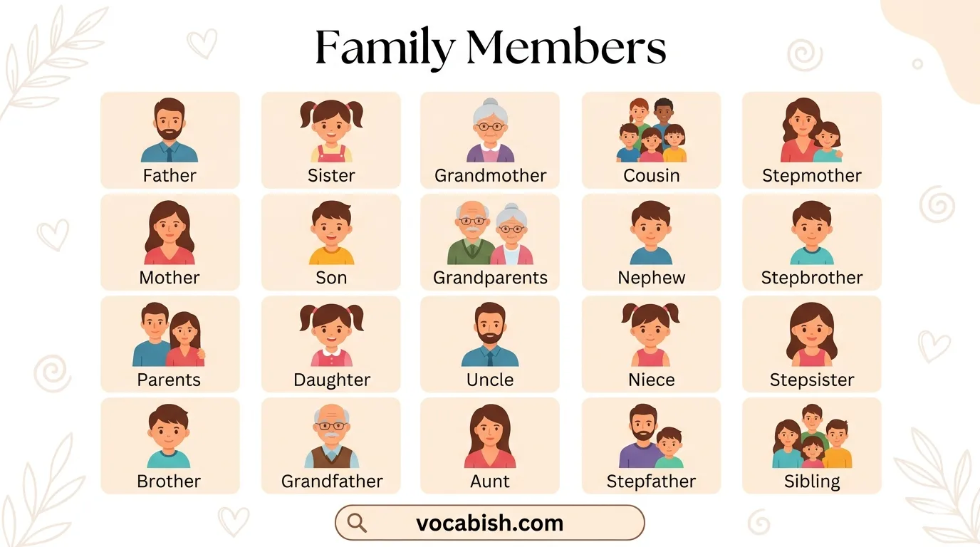 Family Members Name in English with Examples