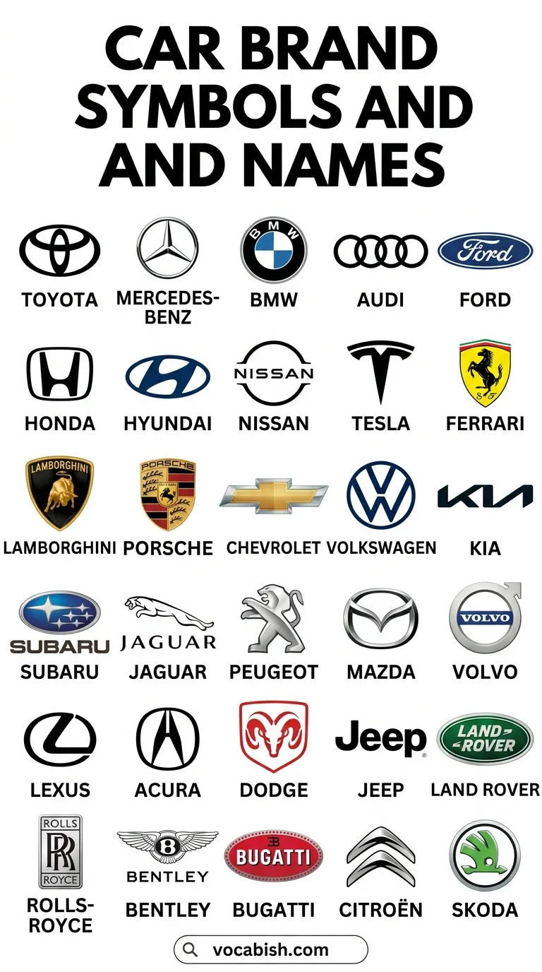 List of Car Brand Symbols and Names