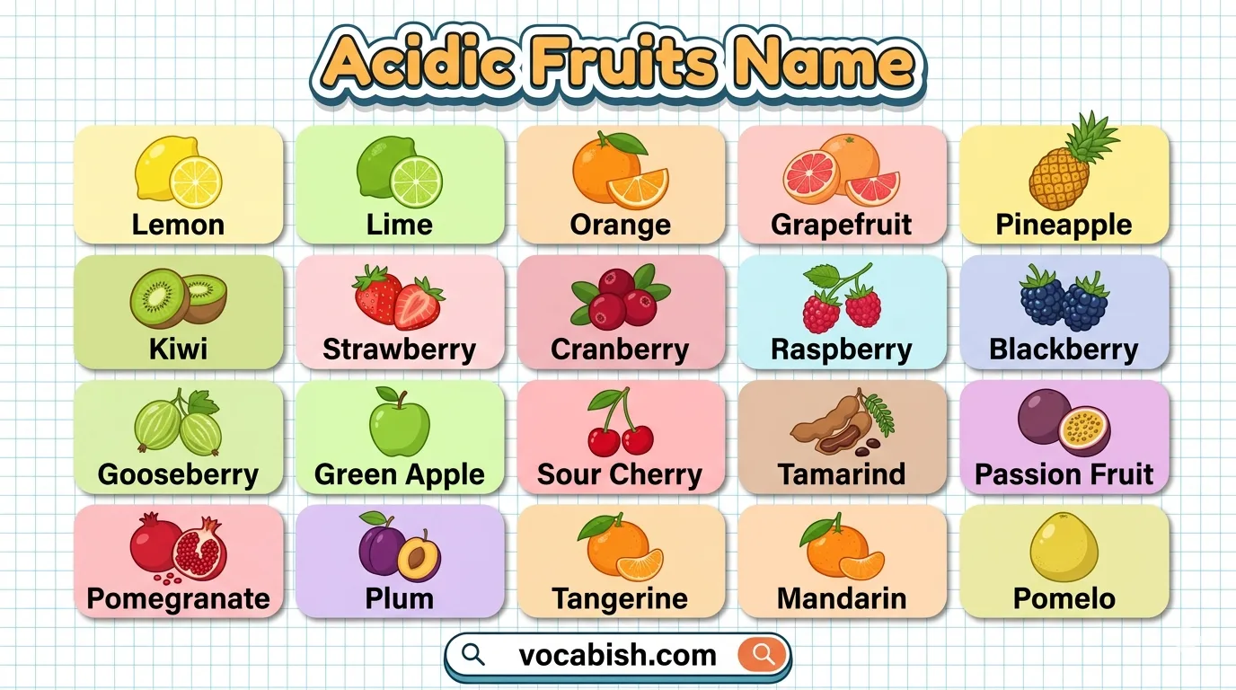 Acidic Fruits Name in English with Their Pictures