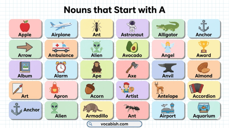 Noun Words Starting with A in English