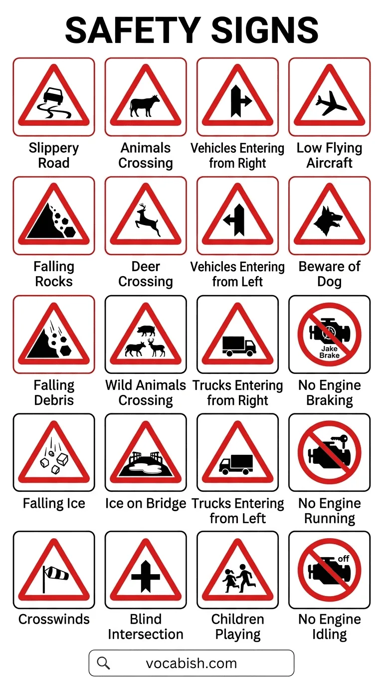 Safety Signs in English with Their Pictures