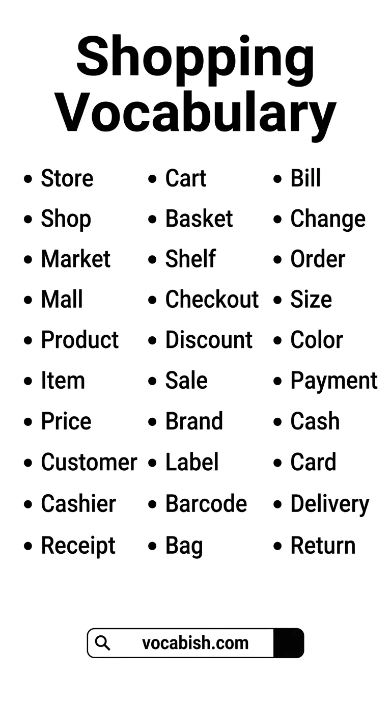 Shopping Words in English