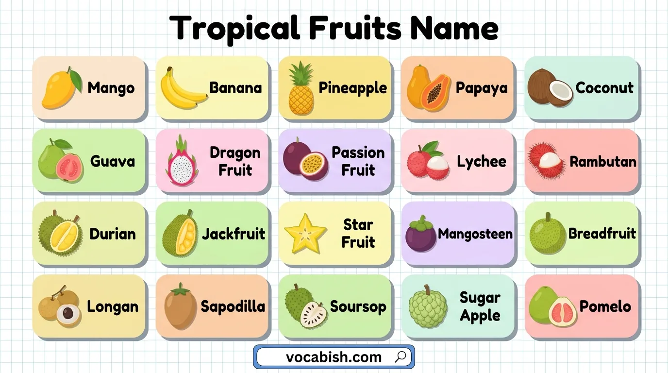 Tropical Fruits with Names and Pictures