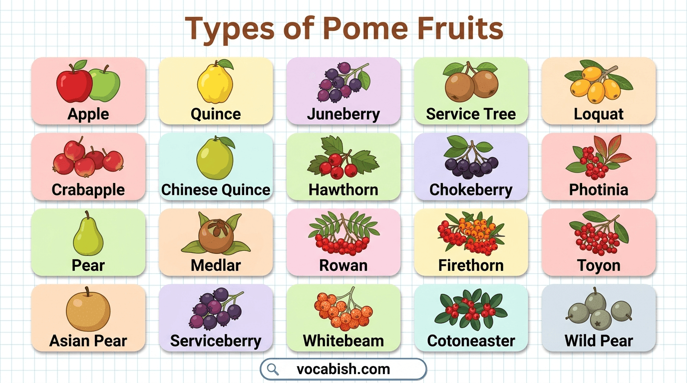 Types of Pome Fruits in English