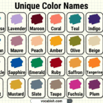 Unique Color Names with Pictures