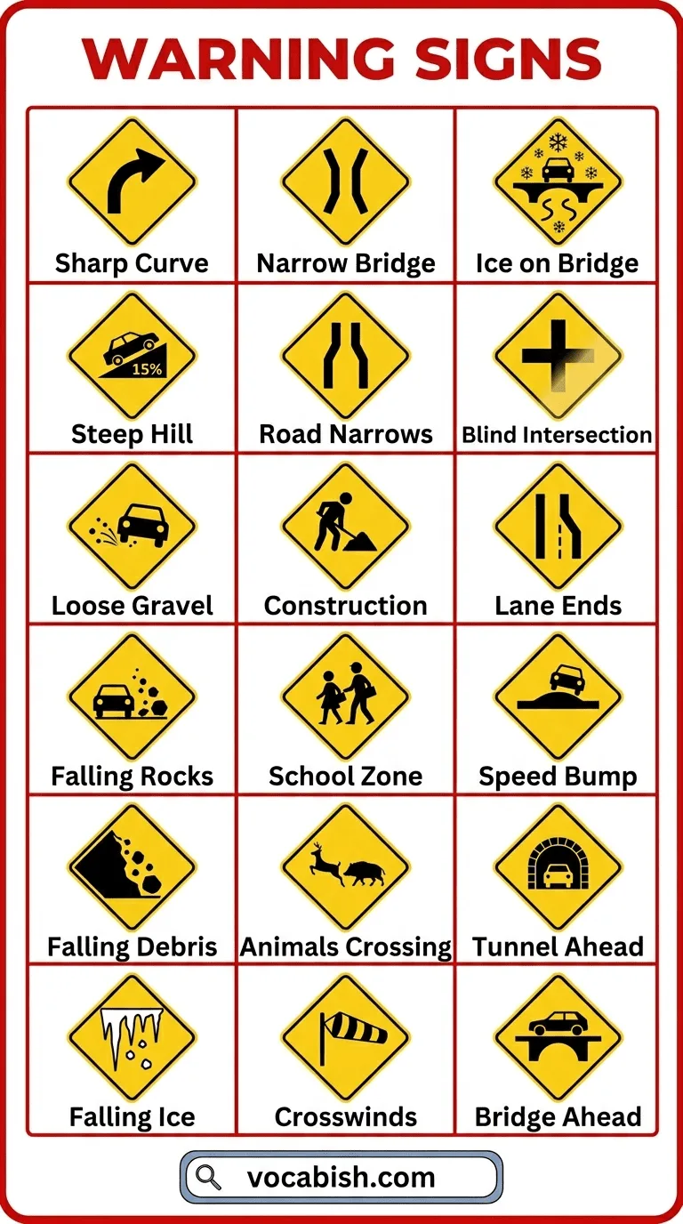Warning Signs with Their Pictures