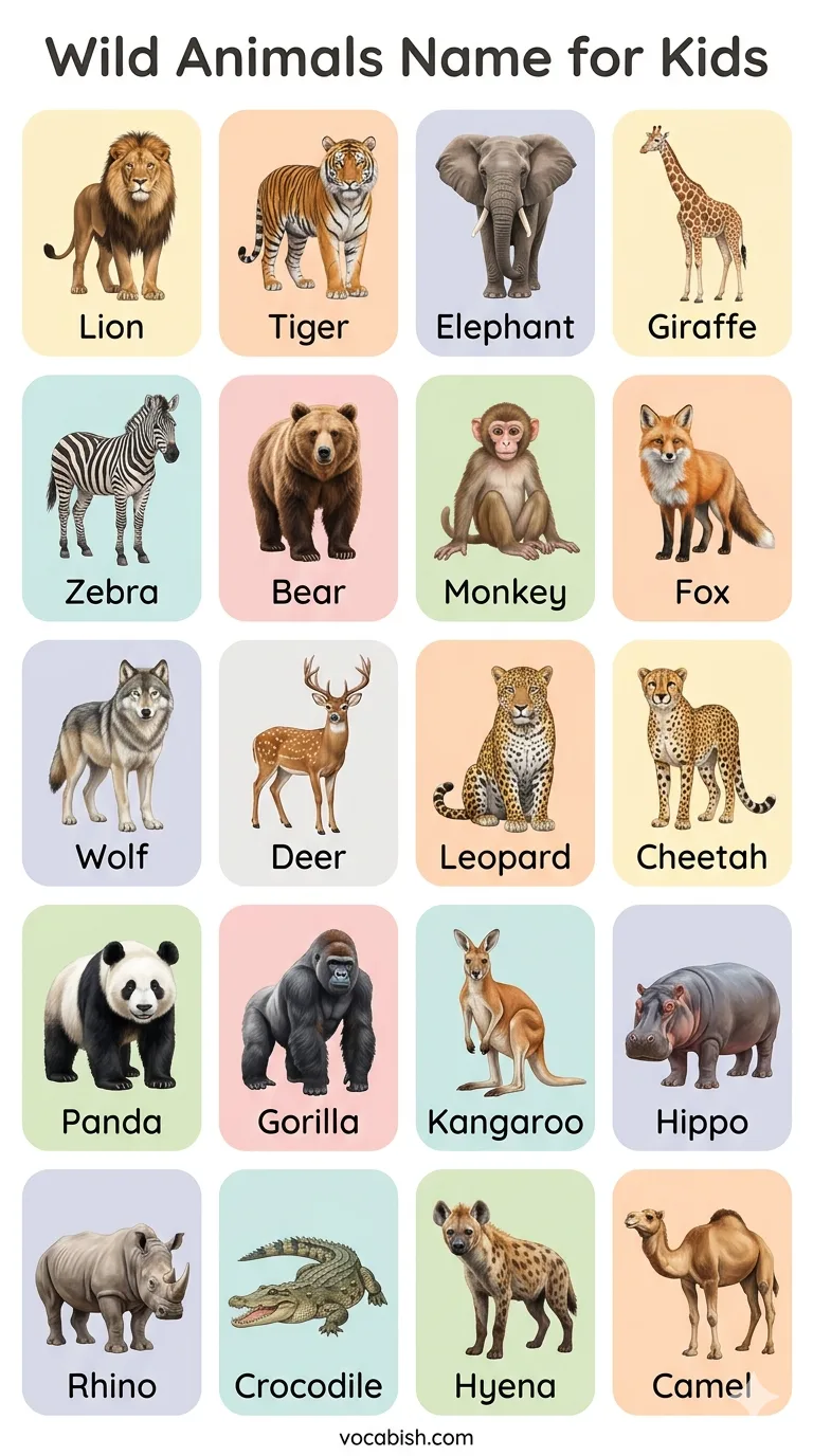 Wild Animals Name for Kids with Their Pictures