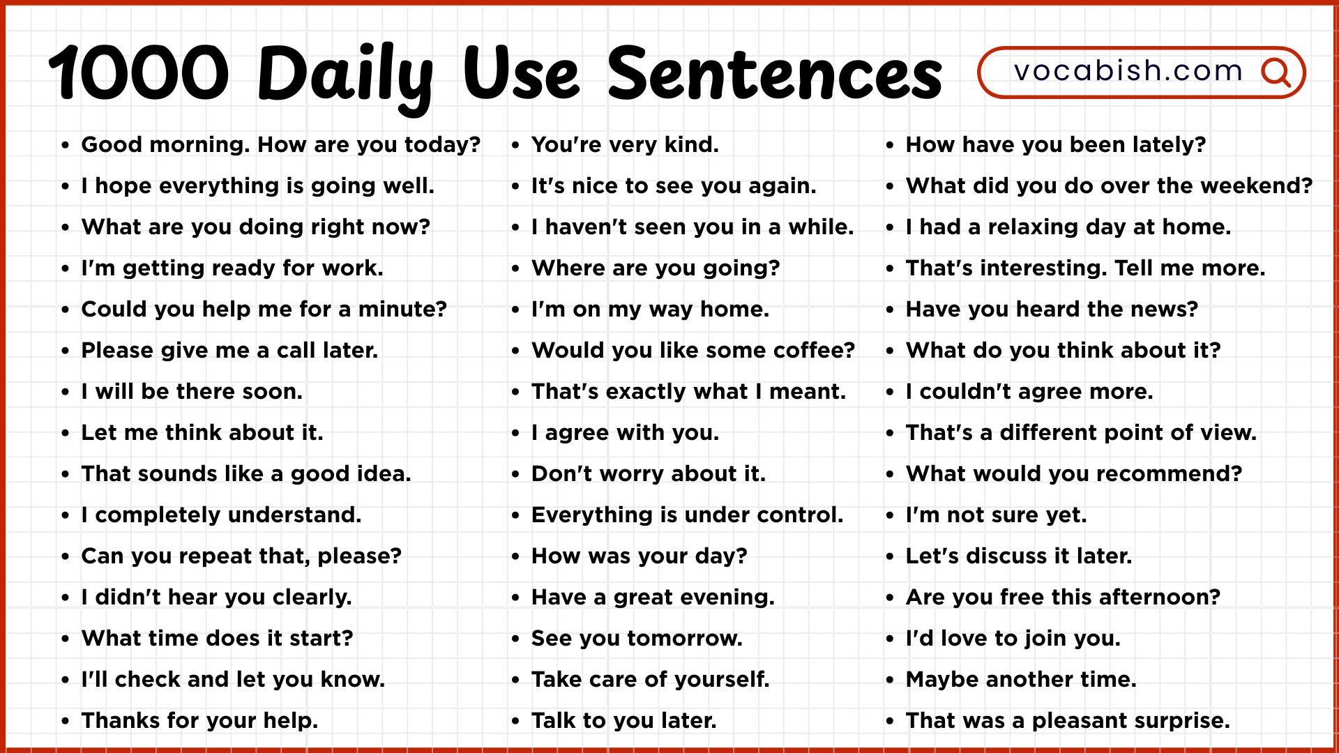 1000 Daily Use English Sentences with PDF
