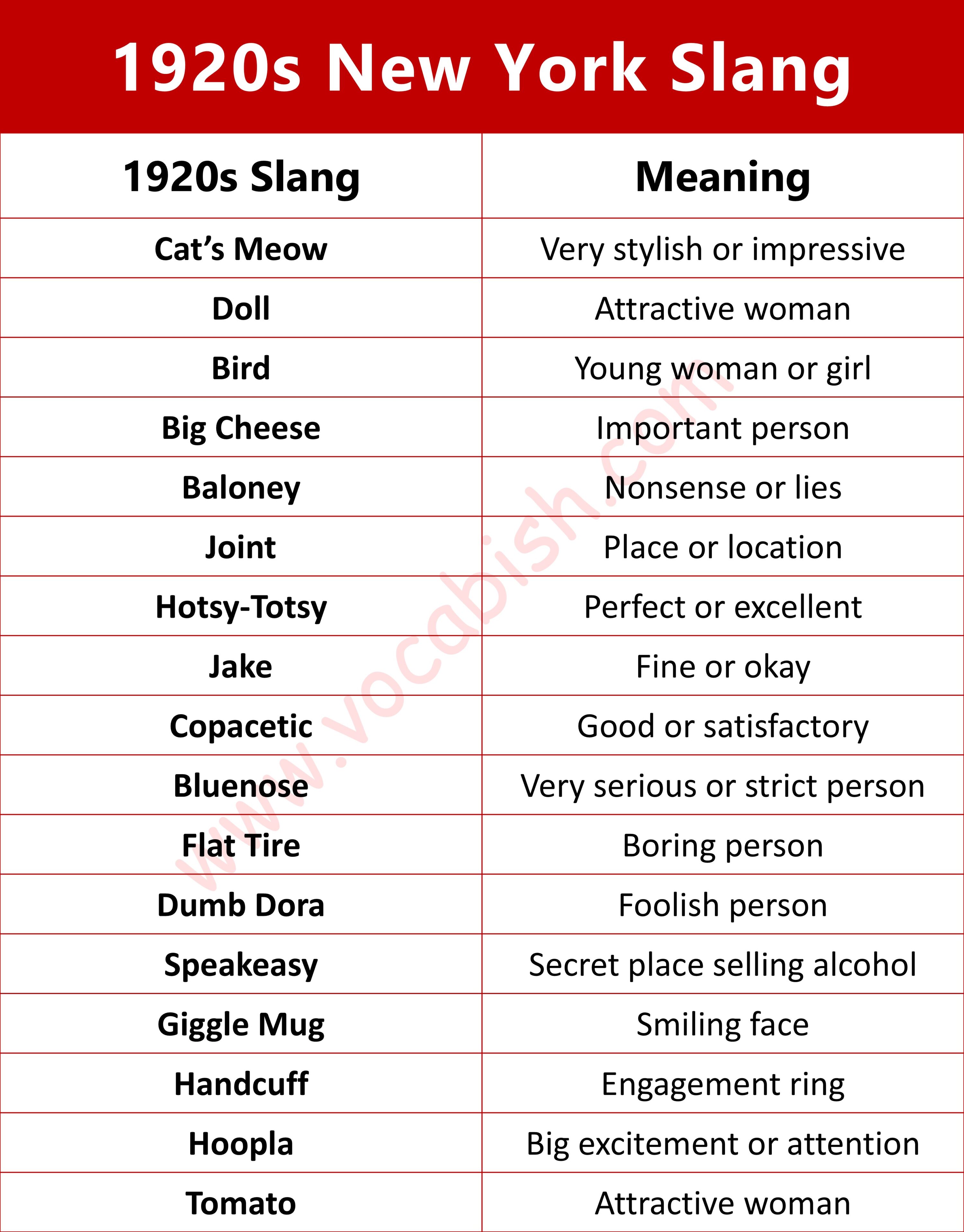 1920s New York Slang