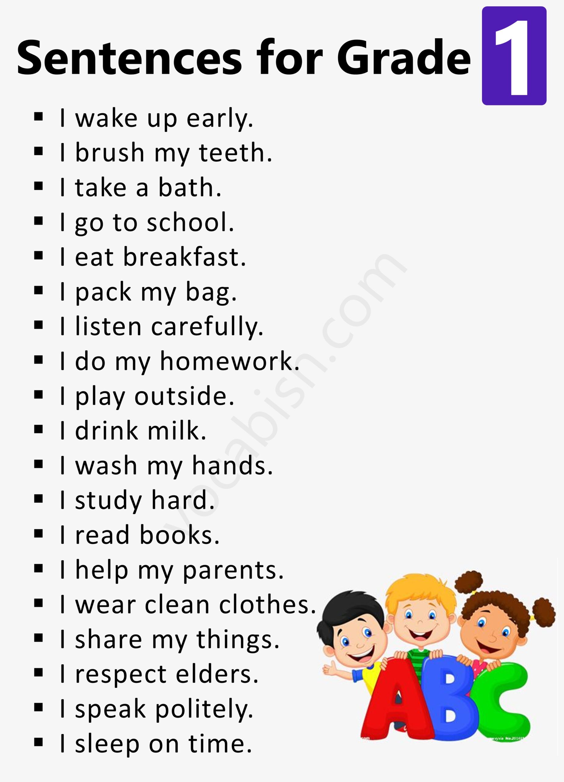1st Grade Sentences for Kids Should Know