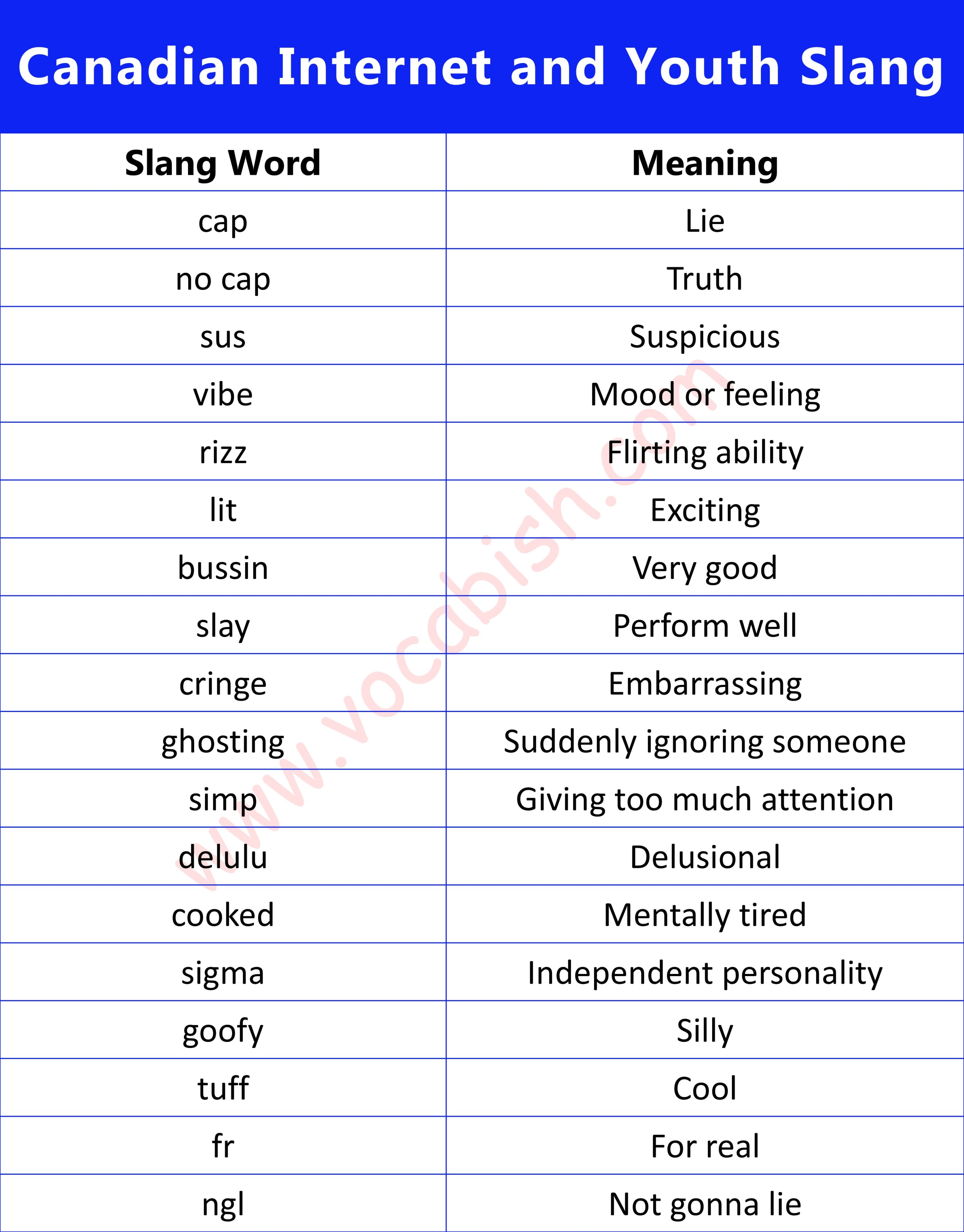 Canadian Internet and Youth Slang