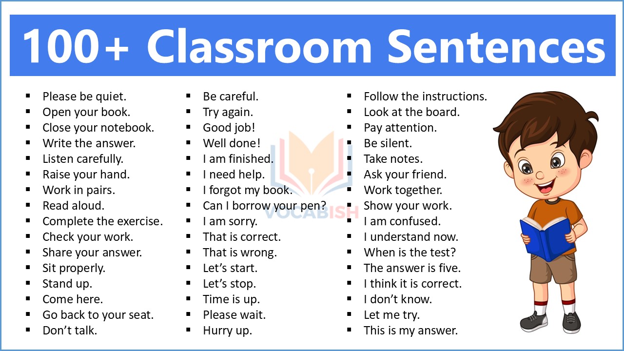 Classroom Sentences in English with PDF
