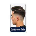 Comb-over fade hairstyle with side-parted hair and neatly faded sides for a polished look.