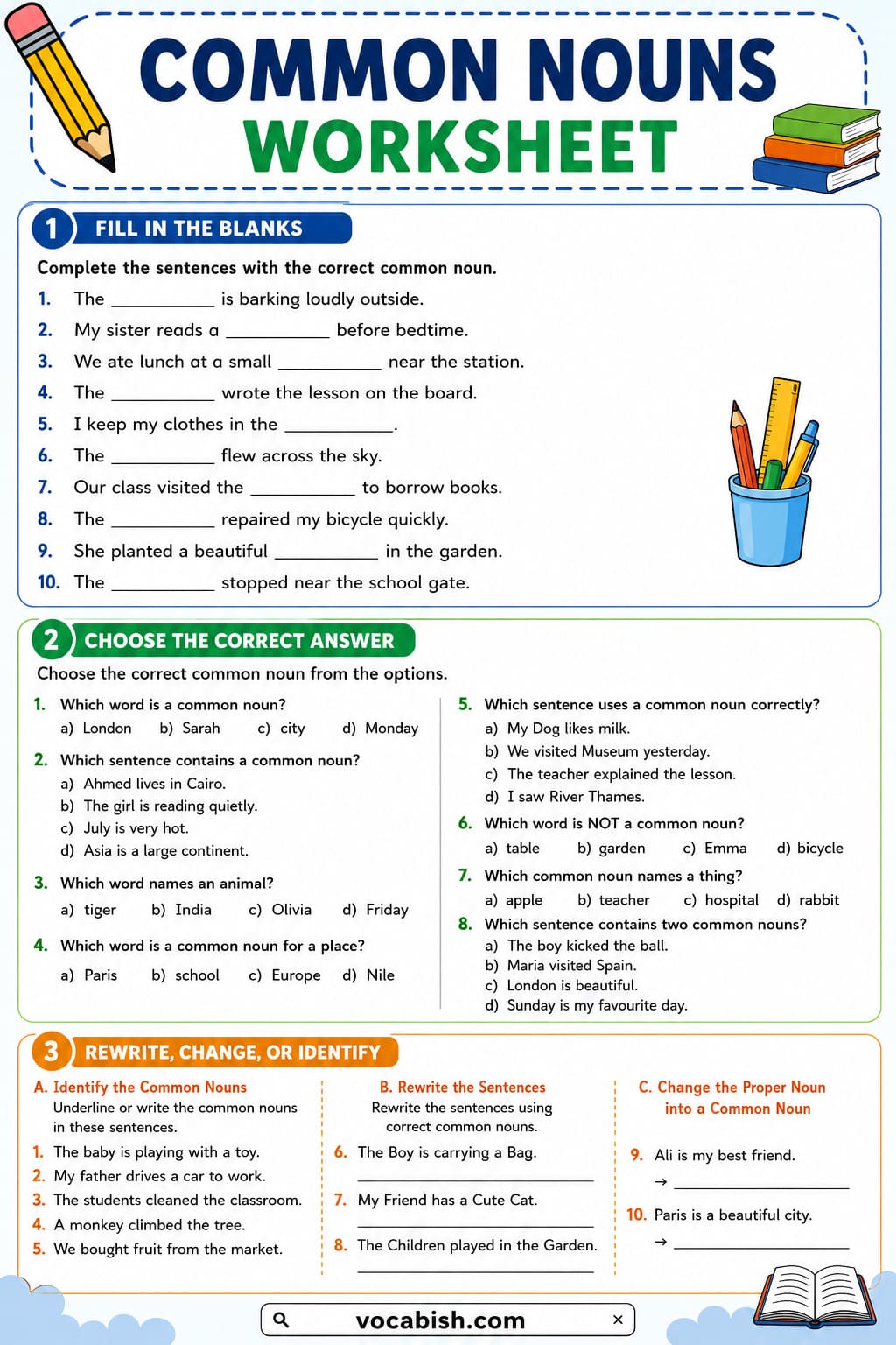 Common Nouns Worksheet
