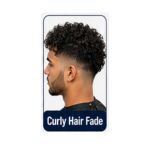 Curly hair fade with defined curls on top and clean faded sides for a fresh appearance.