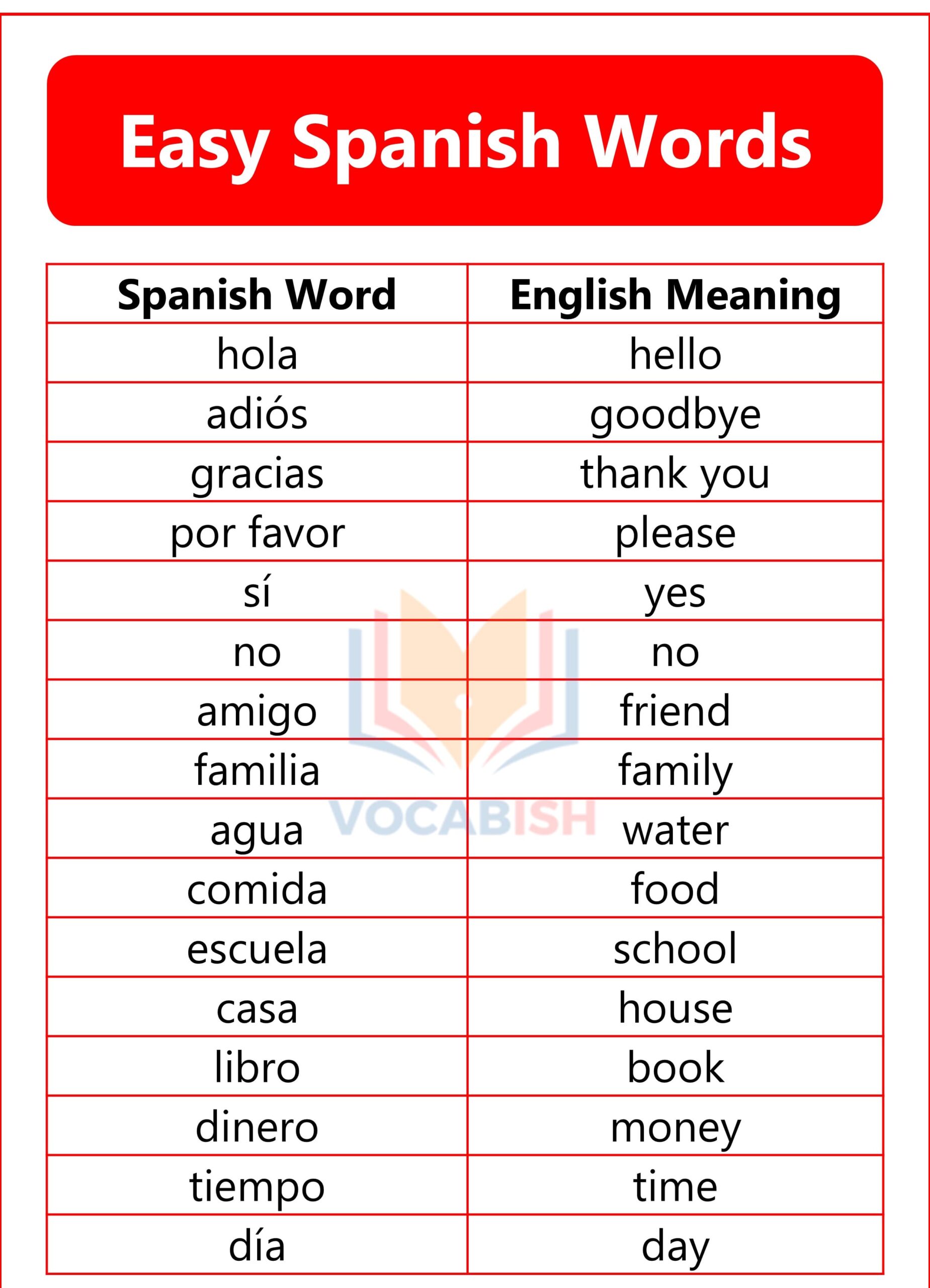 Easy Spanish Words for Beginners