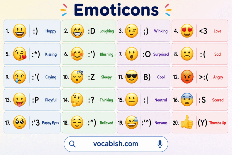 Emoticons Meaning in English
