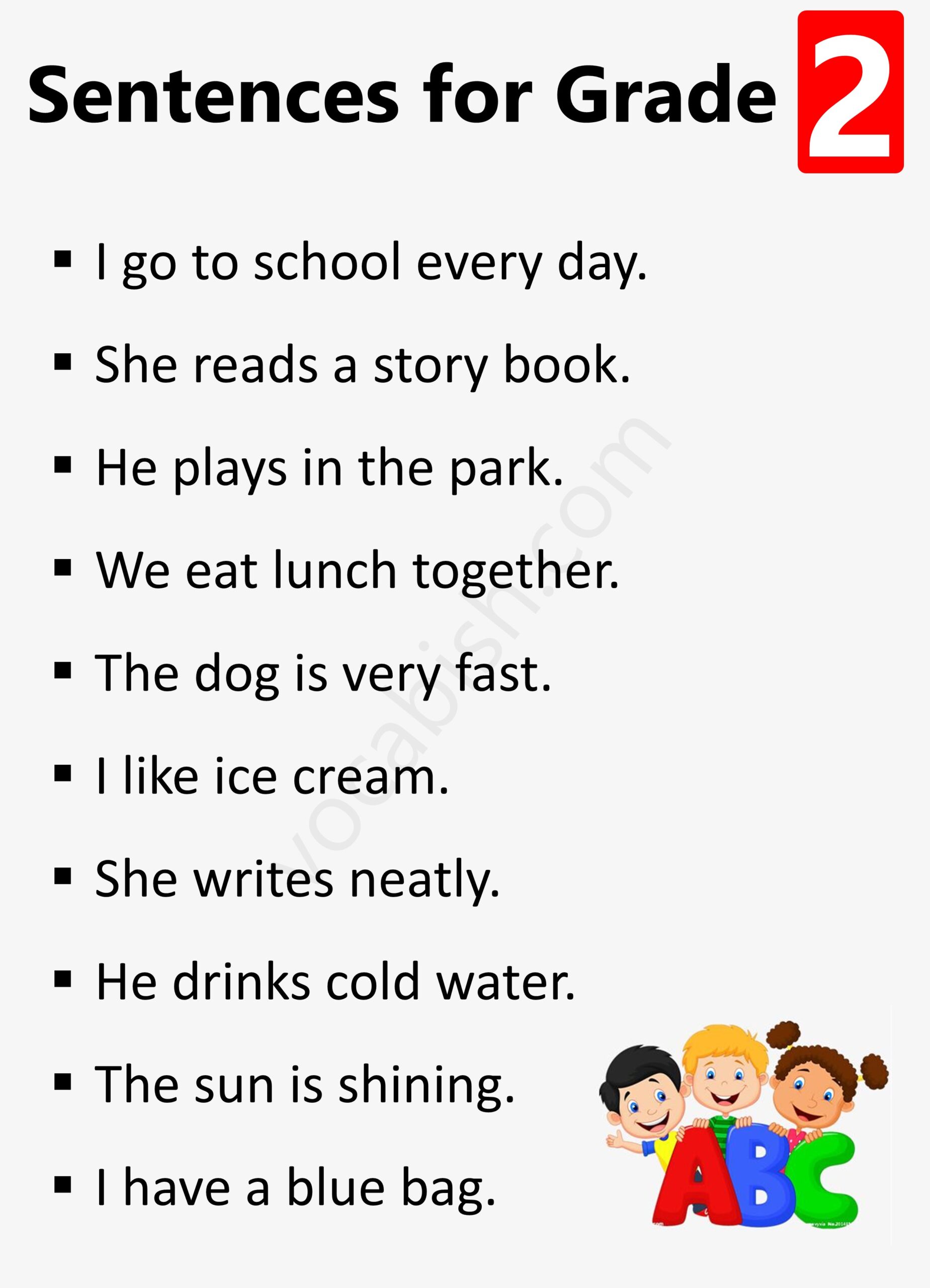 English Sentences for 2nd Grade