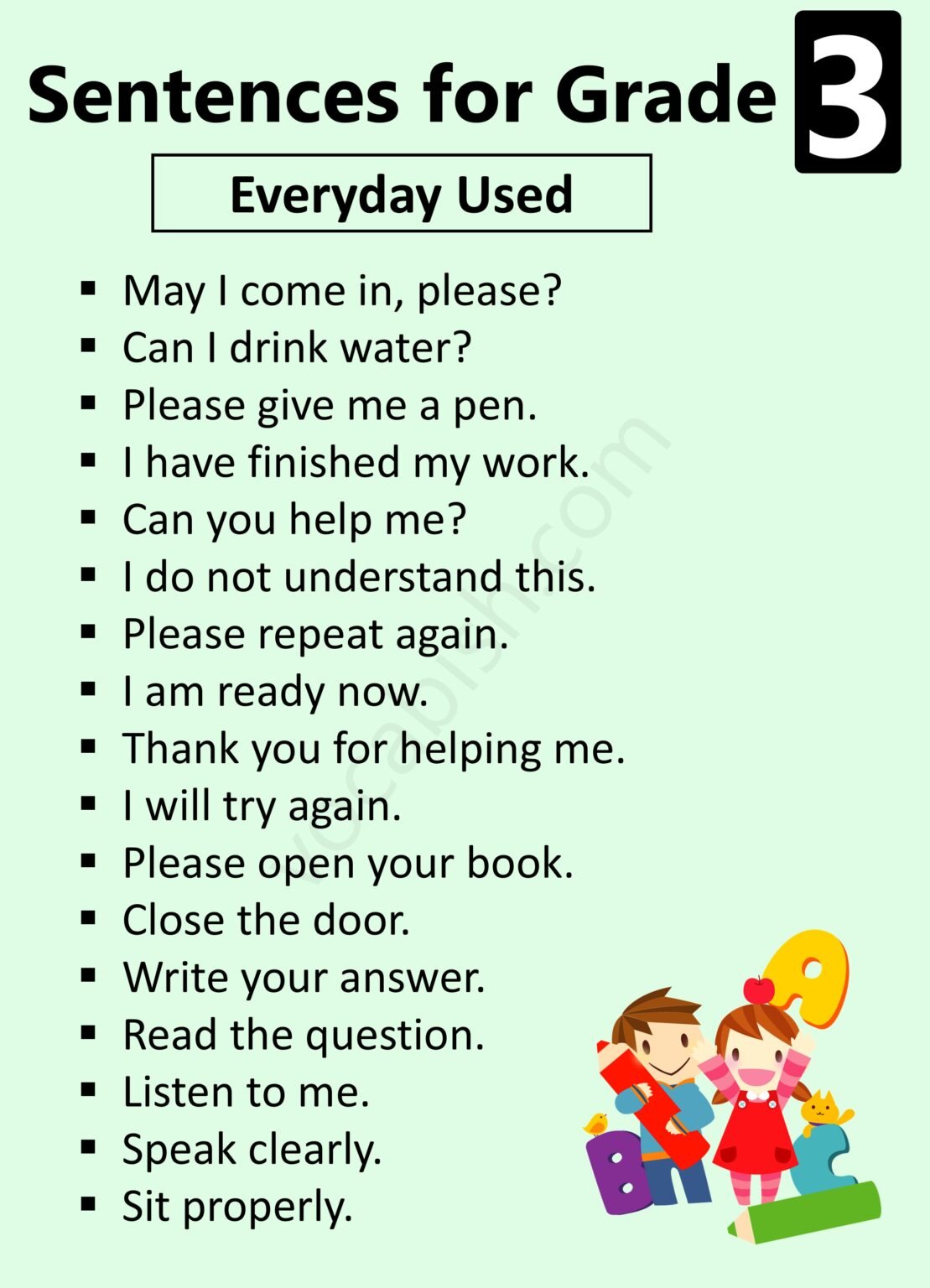150+ Simple Sentences for Grade 3 to Read and Write with PDF | Vocabish