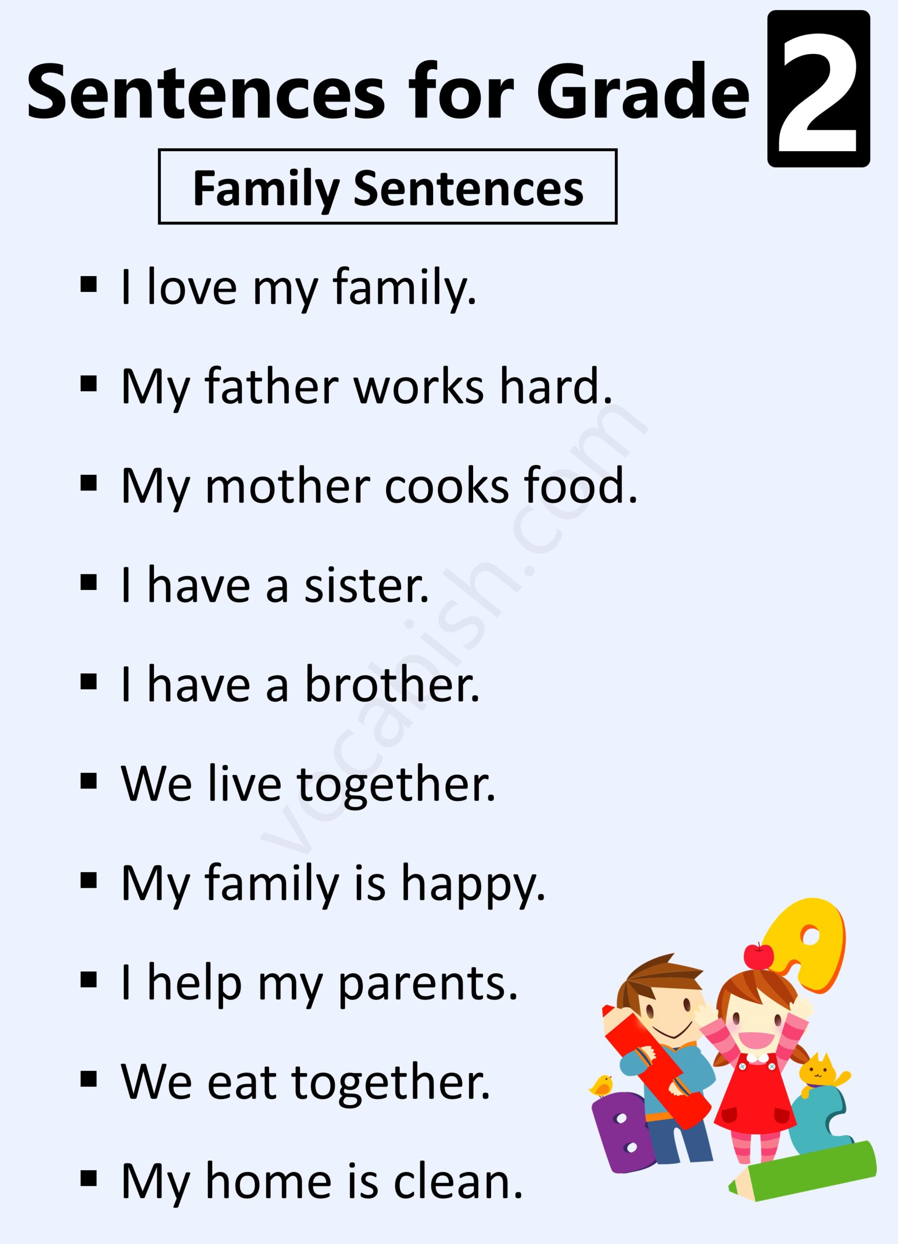 Family Sentences for Grade 2 Kids