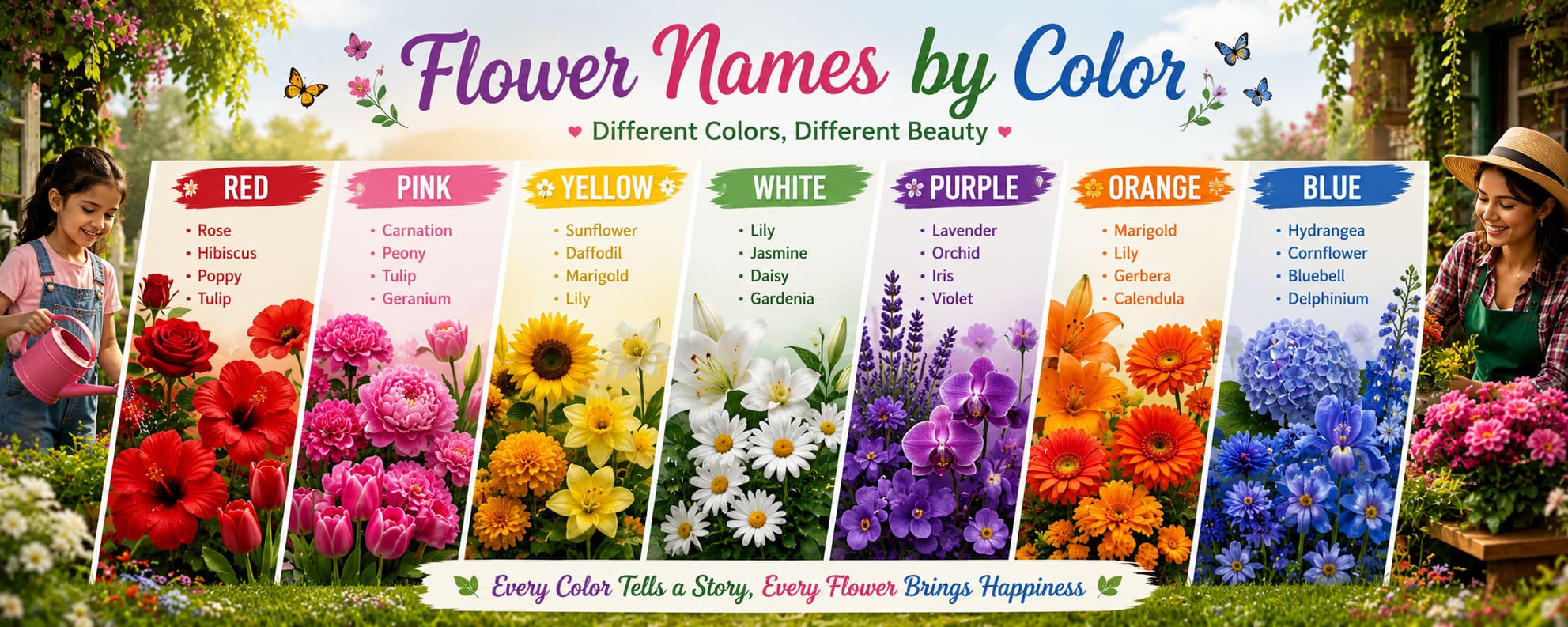 Flowers Name by Color Explained with Pictures and Examples