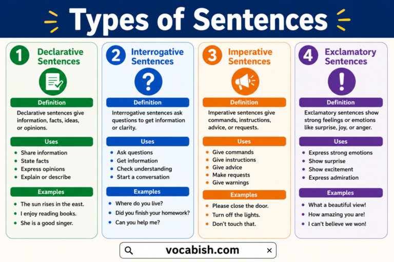Four Types of Sentences with Uses and Examples