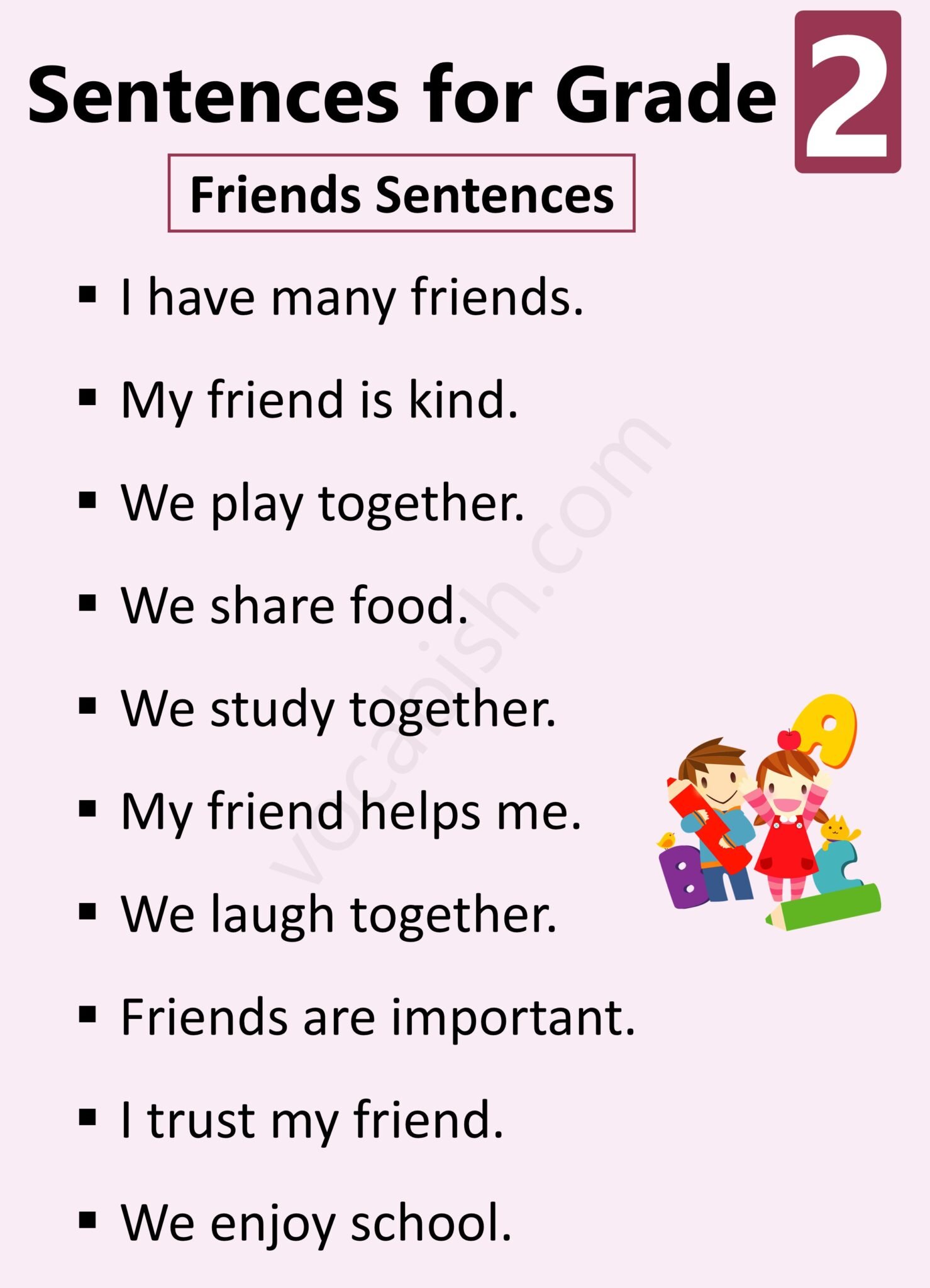 Friend Sentence 100+ Sentences for Grade 2 Students in English with PDF | Vocabish