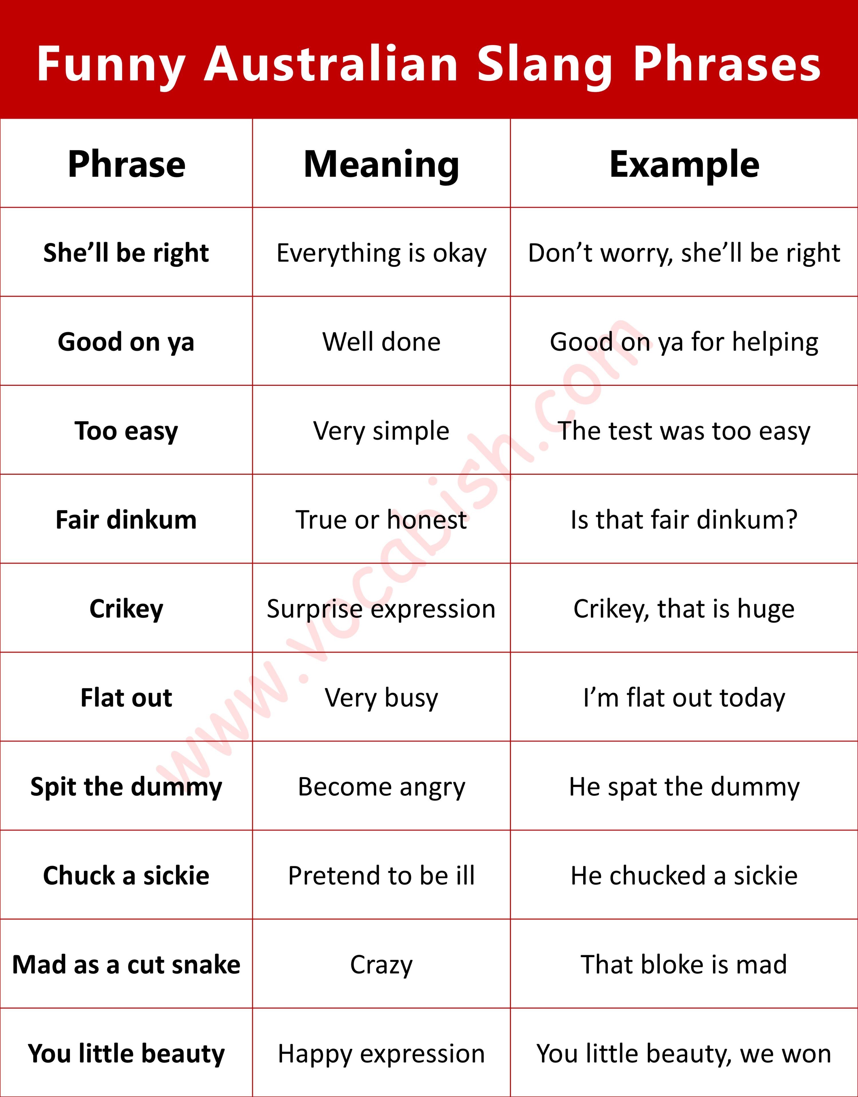 Funny Australian Slang Phrases