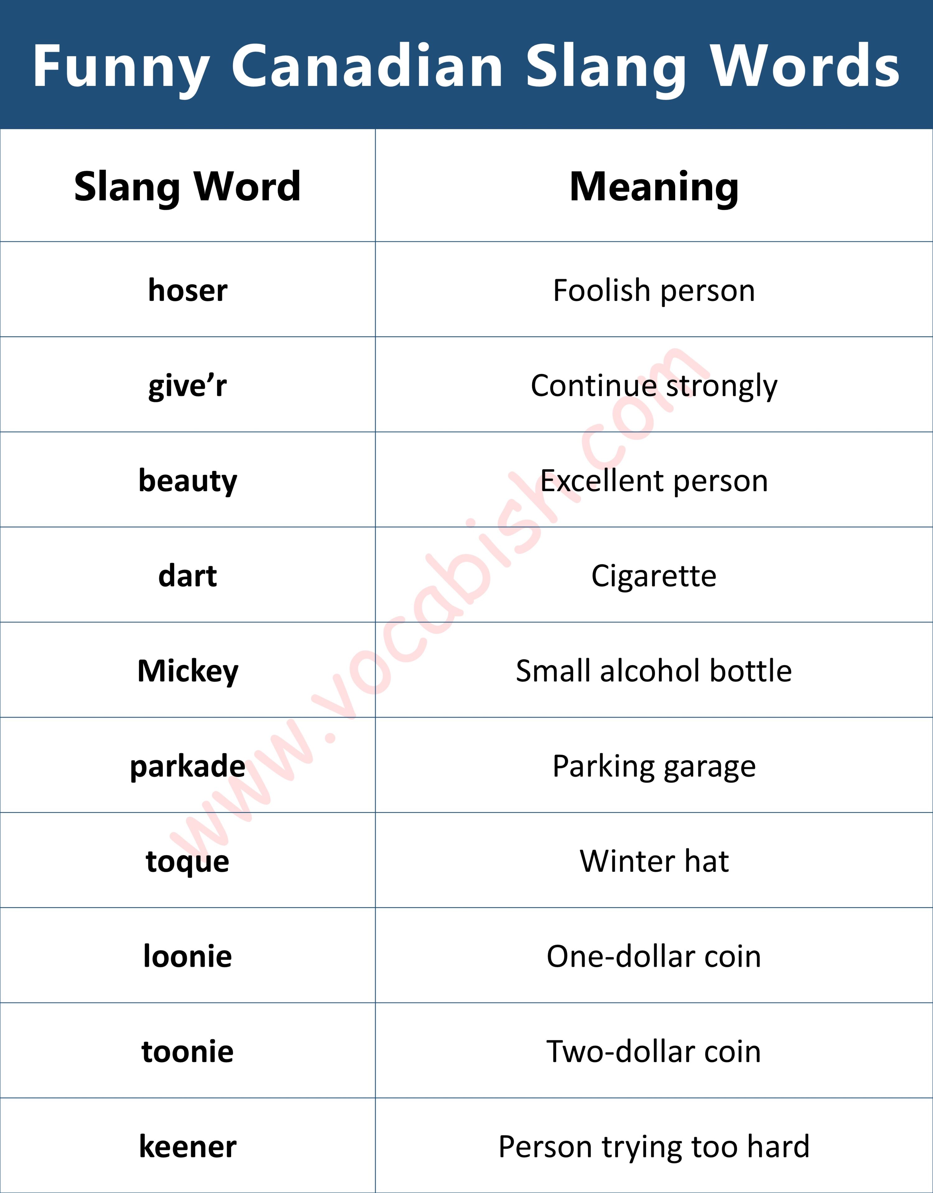 Funny Canadian Slang Words