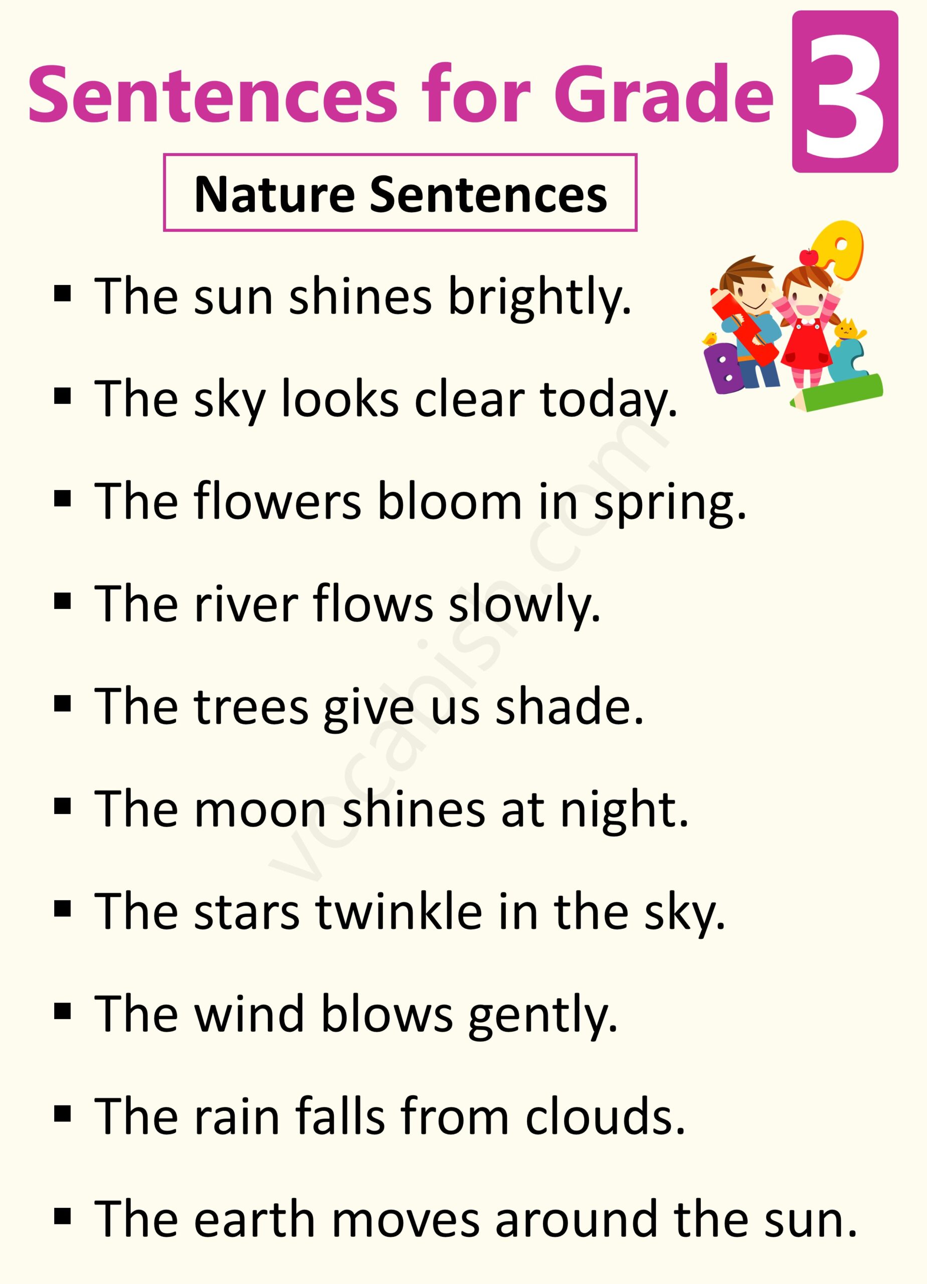 Grade 3 Sentences for Kids about Nature