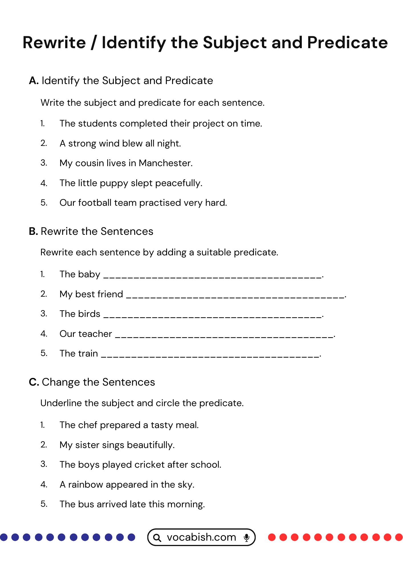 Identify the Subject and Predicate