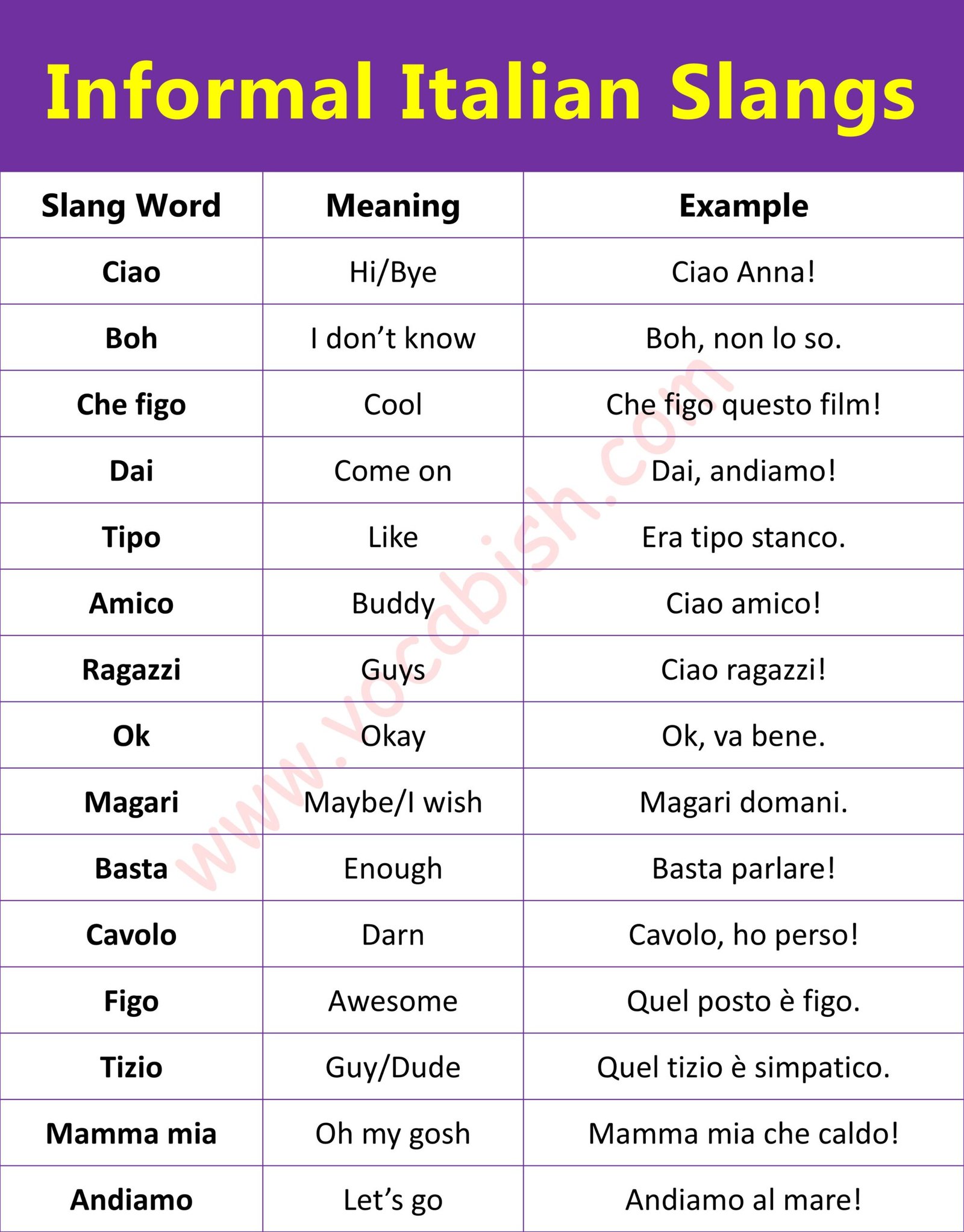 Italian Example 100+ Italian Slang Words with Meanings and Examples | Vocabish