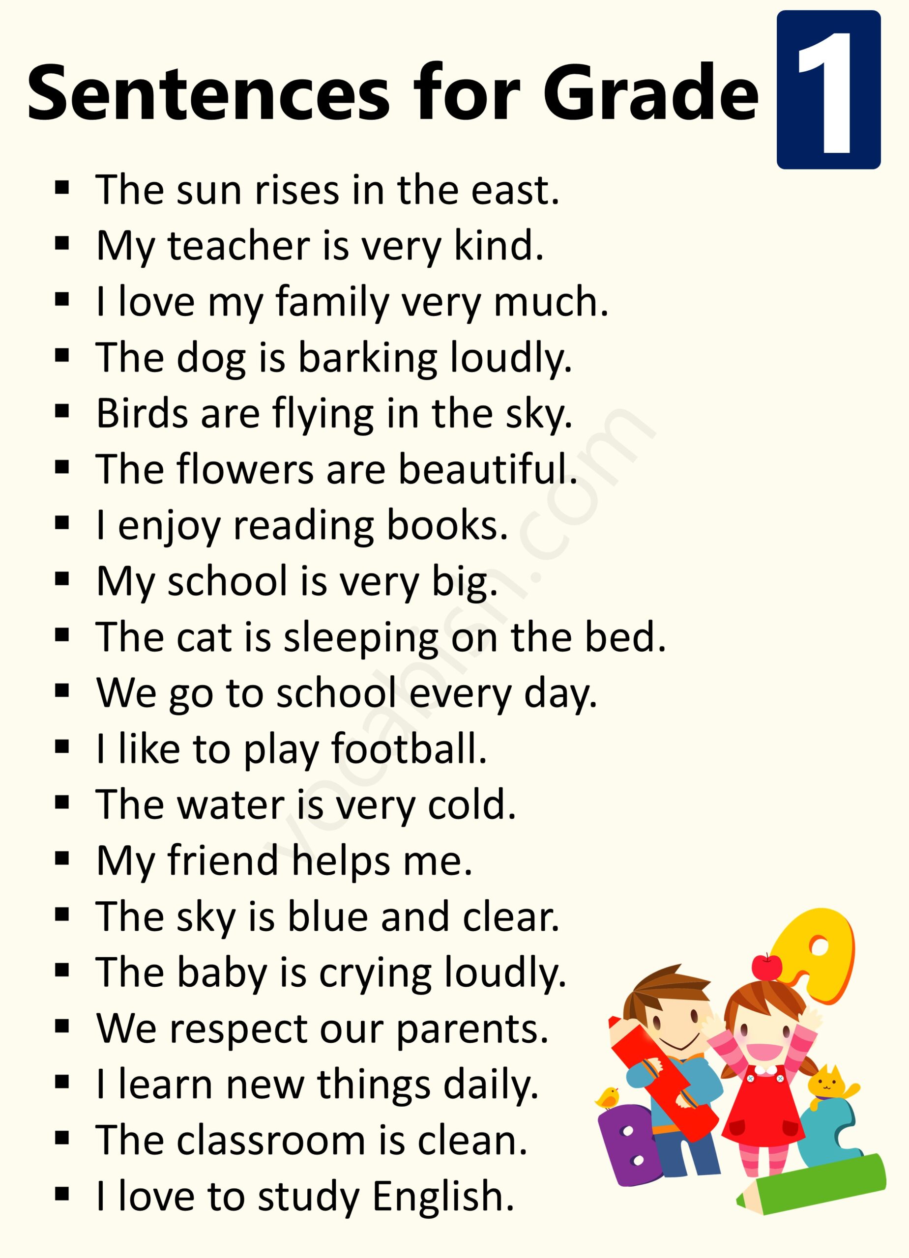 Mentor Sentences for Class One in English