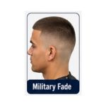 Military fade haircut with extremely short hair and sharp faded sides for a disciplined look.