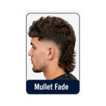 Mullet fade hairstyle with faded sides and longer layered hair at the back.