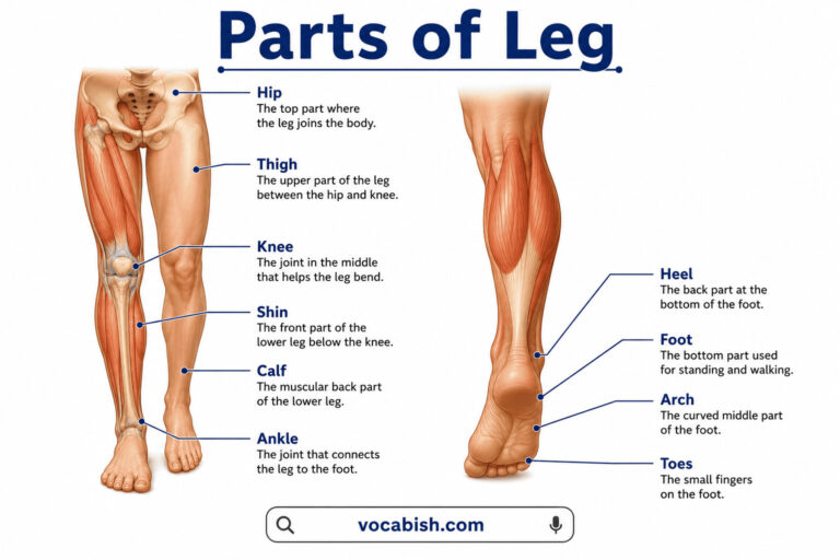 Parts of Leg Explained in English with Their Functions and Labeled Diagrams
