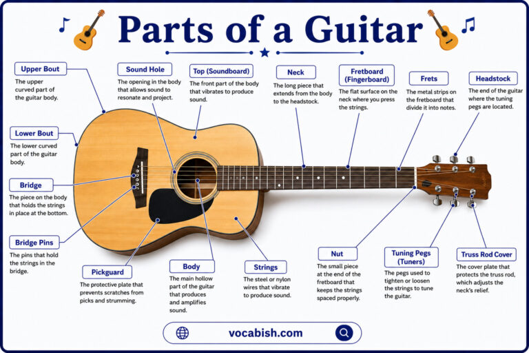 Parts of a Guitar Labeled Diagram