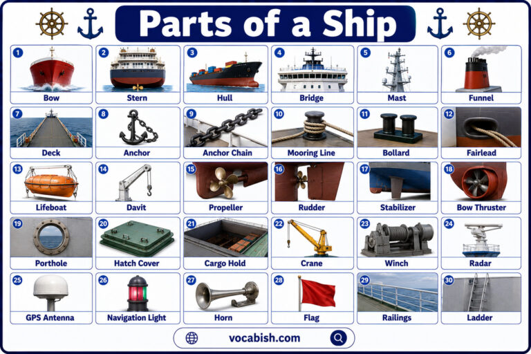 Parts of a Ship with Their Functions and Labeled Diagram