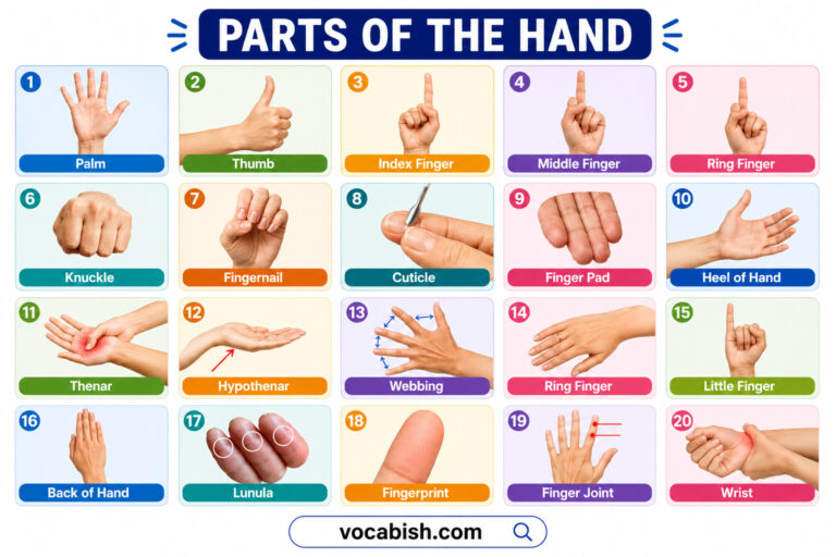 Parts of the Hand Explained in English with Pictures