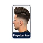 Pompadour fade haircut with high-volume front hair and clean faded sides.