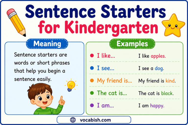Sentence Starter for Kindergarten with Examples