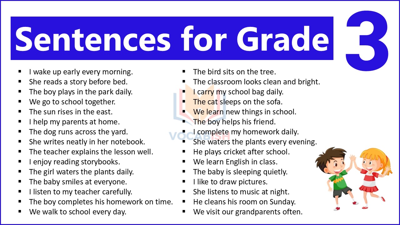 150+ Simple Sentences for Grade 3 to Read and Write with PDF