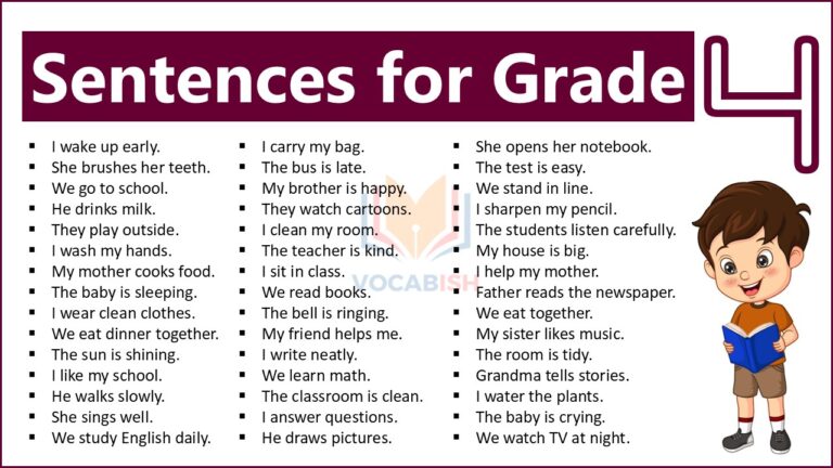 Sentences for Grade 4 Kids with PDF