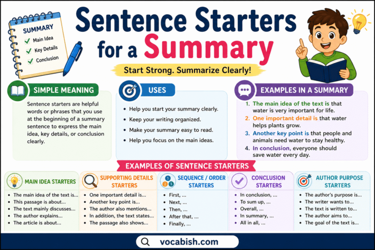 Summary Sentence Starters