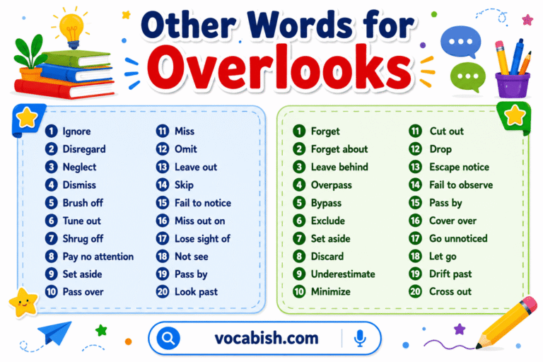 Synonyms for Overlooks