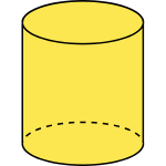 A cylinder is a 3D shape with two circular flat faces and one curved surface.