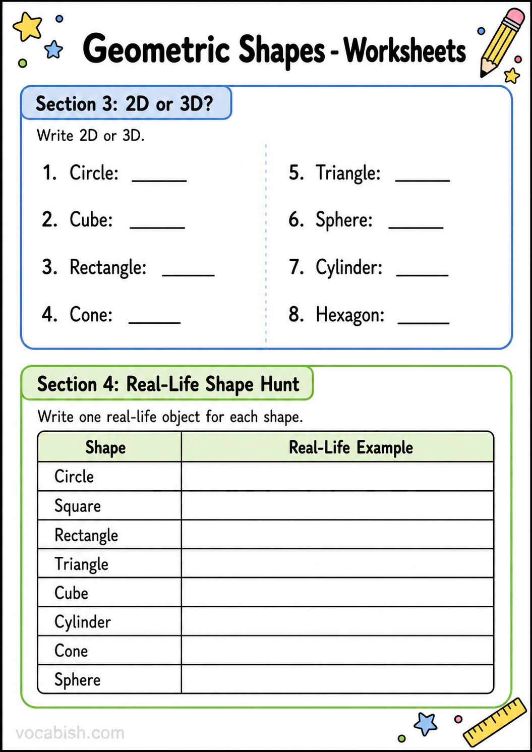 Geometric Shapes Worksheet