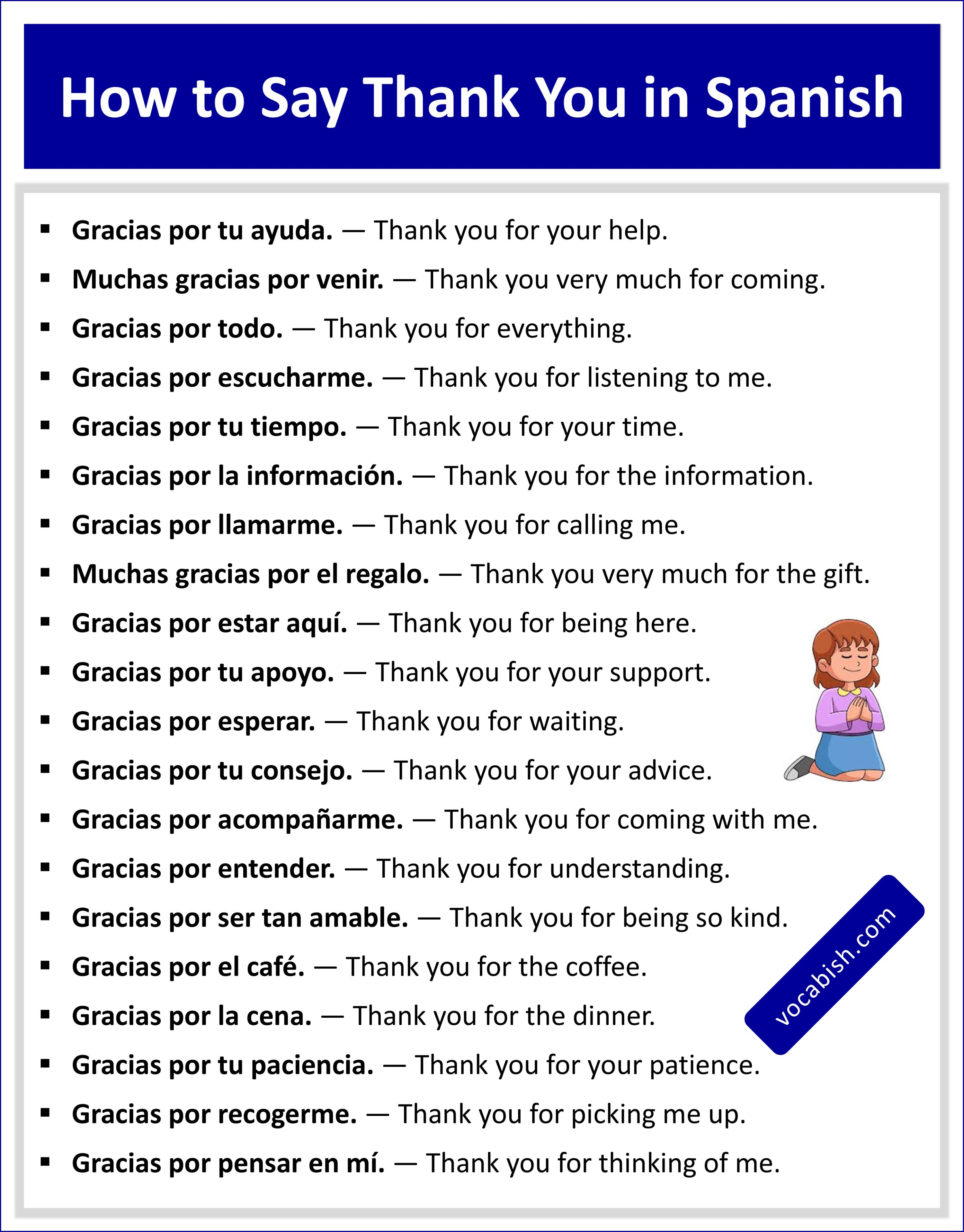 How to Say Thank You in Spanish with English Translations and PDF