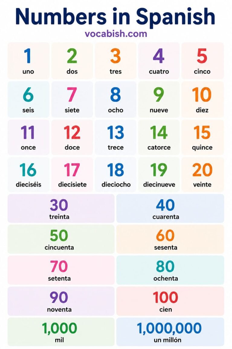 200+ Spanish Words List and Meanings with PDF | Vocabish